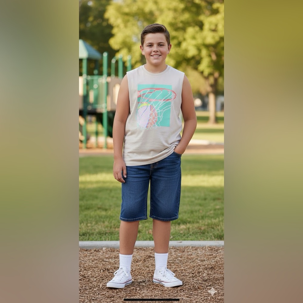 Athletic Works Graphic Top tank  Large 10/12 husky Boys Gray Sleeveless  Shirt